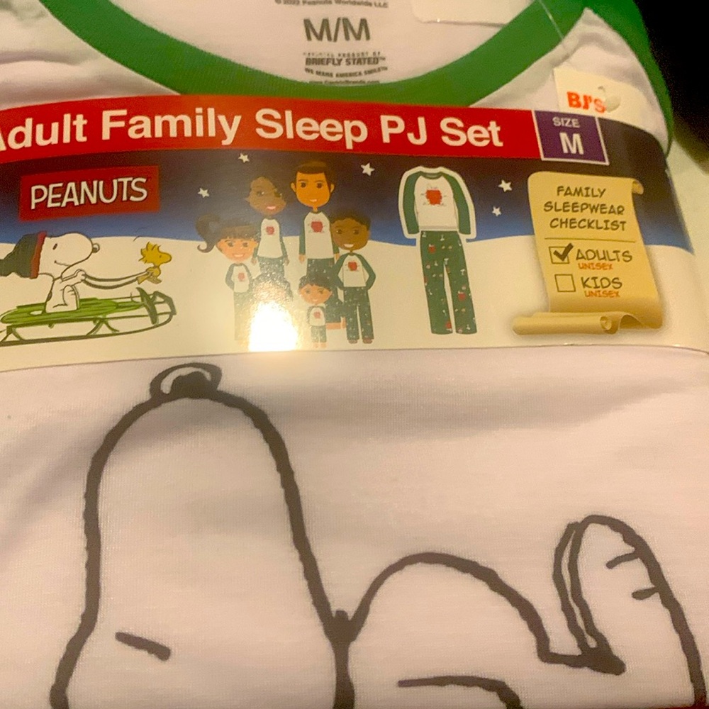 Adult family sleep where PJ sit peanuts soft polyester unisex